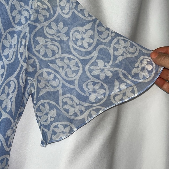 Diane Von Furstenberg flutter sleeve midi length wrap dress floral vine Sz 2 - Picture 6 of 15